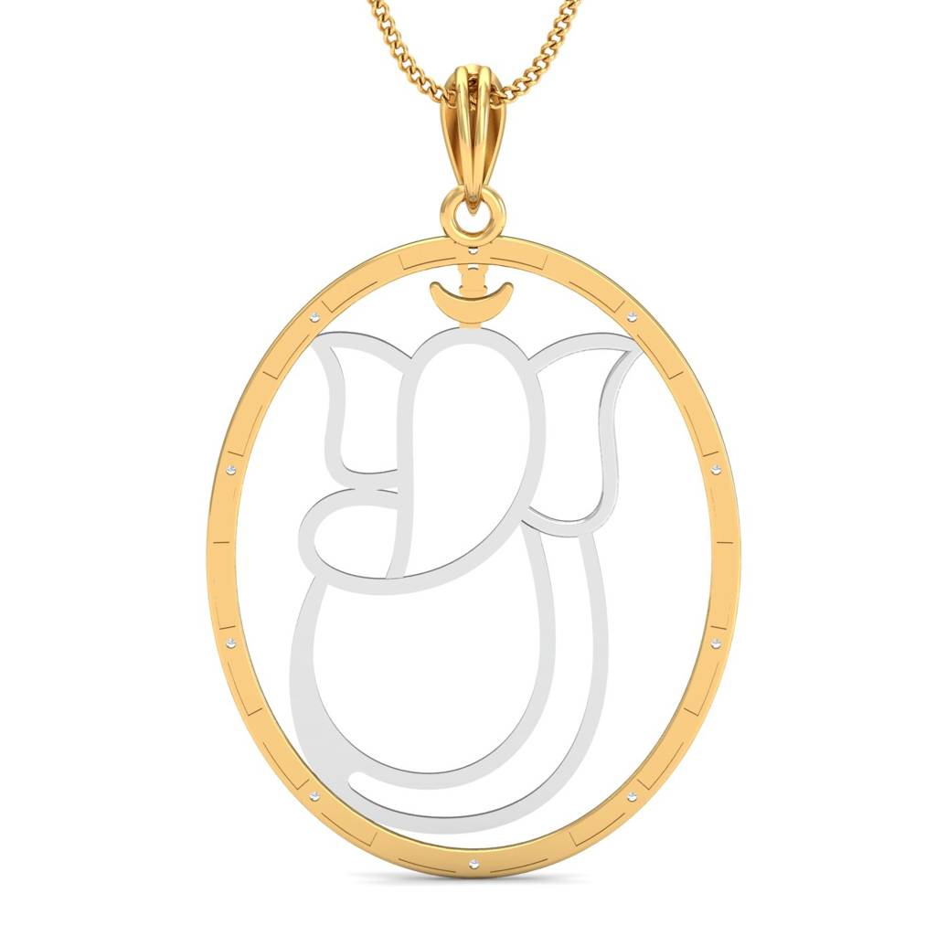 KuberBox 18K Yellow Gold Starry Ganesh Pendant