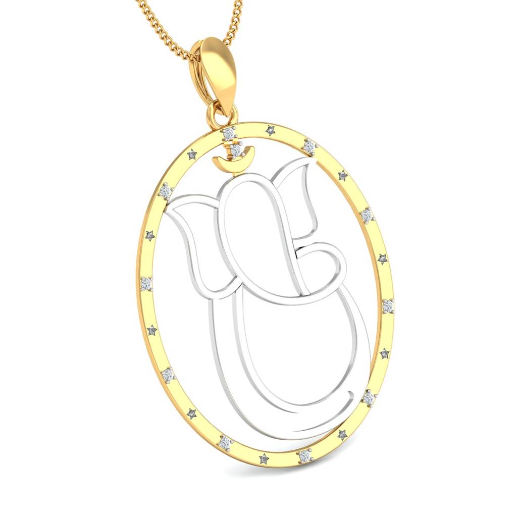 KuberBox 18K Yellow Gold Starry Ganesh Pendant