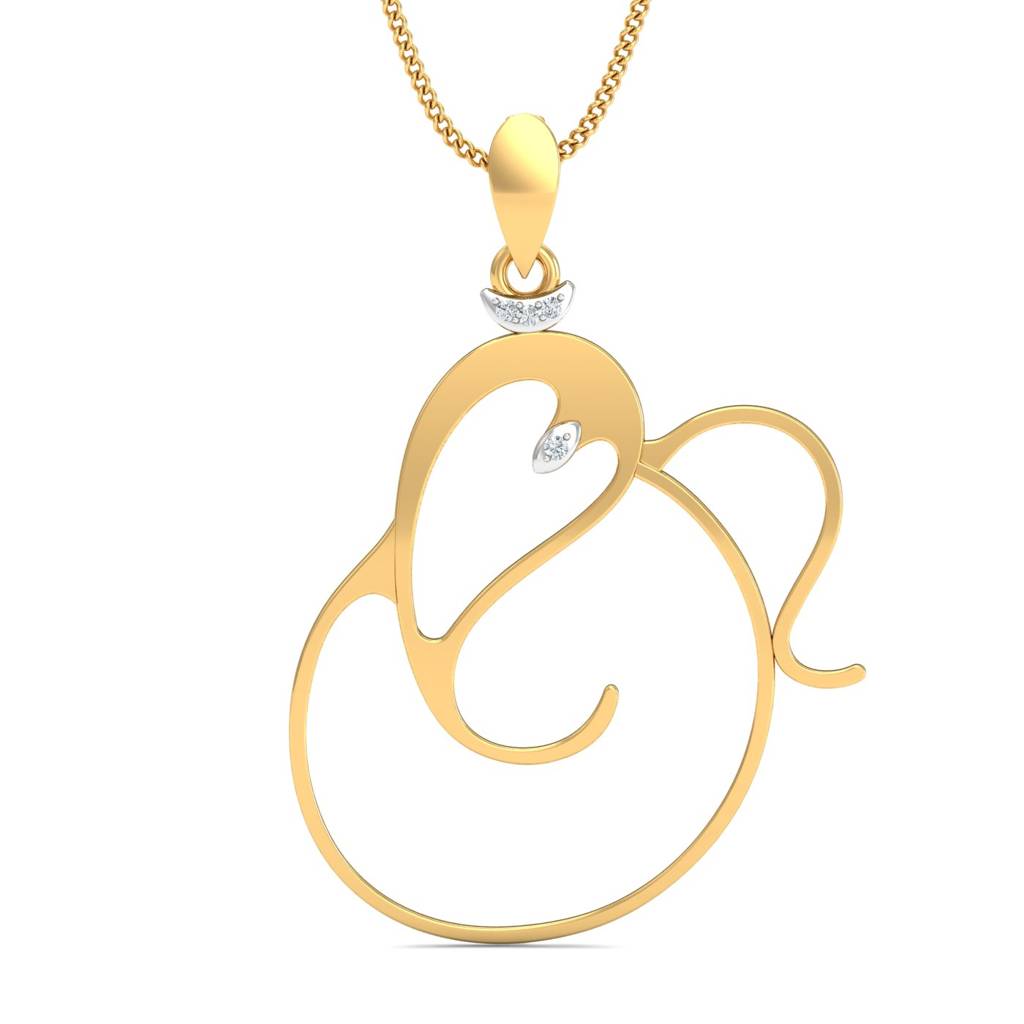 KuberBox 18K Yellow Gold Gajanana Om Pendant