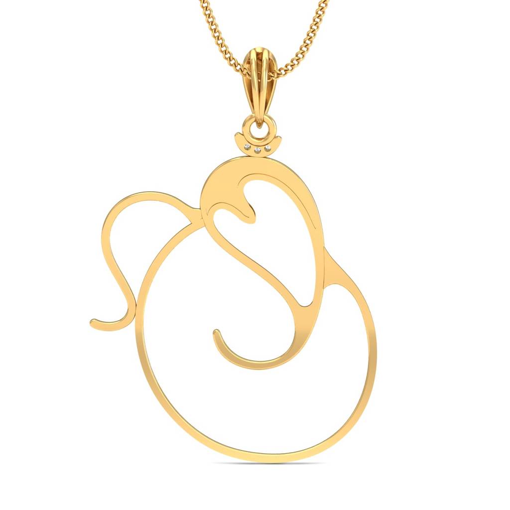 KuberBox 18K Yellow Gold Gajanana Om Pendant