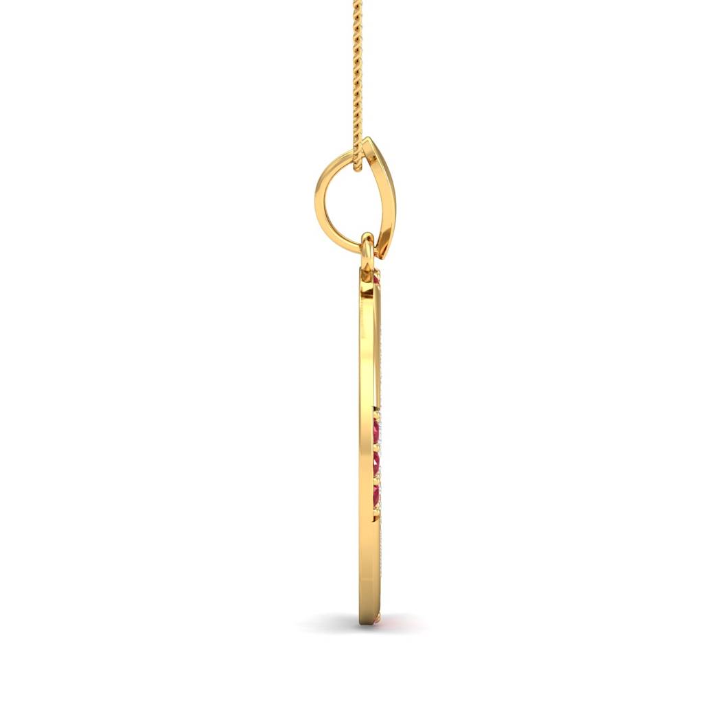 KuberBox 18K Yellow Gold Om Ruby Pendant