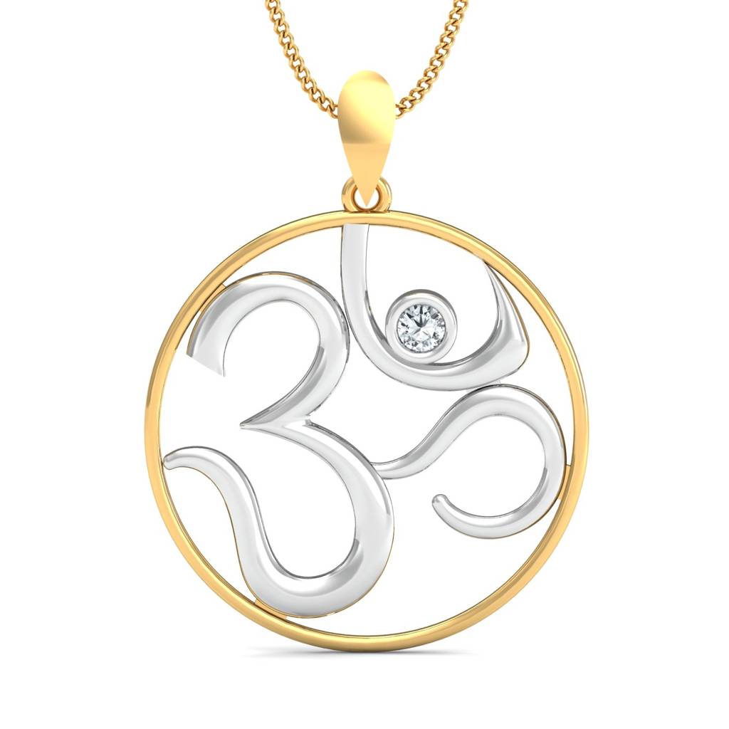 KuberBox 18K Yellow Gold Dual Tone Om Pendant