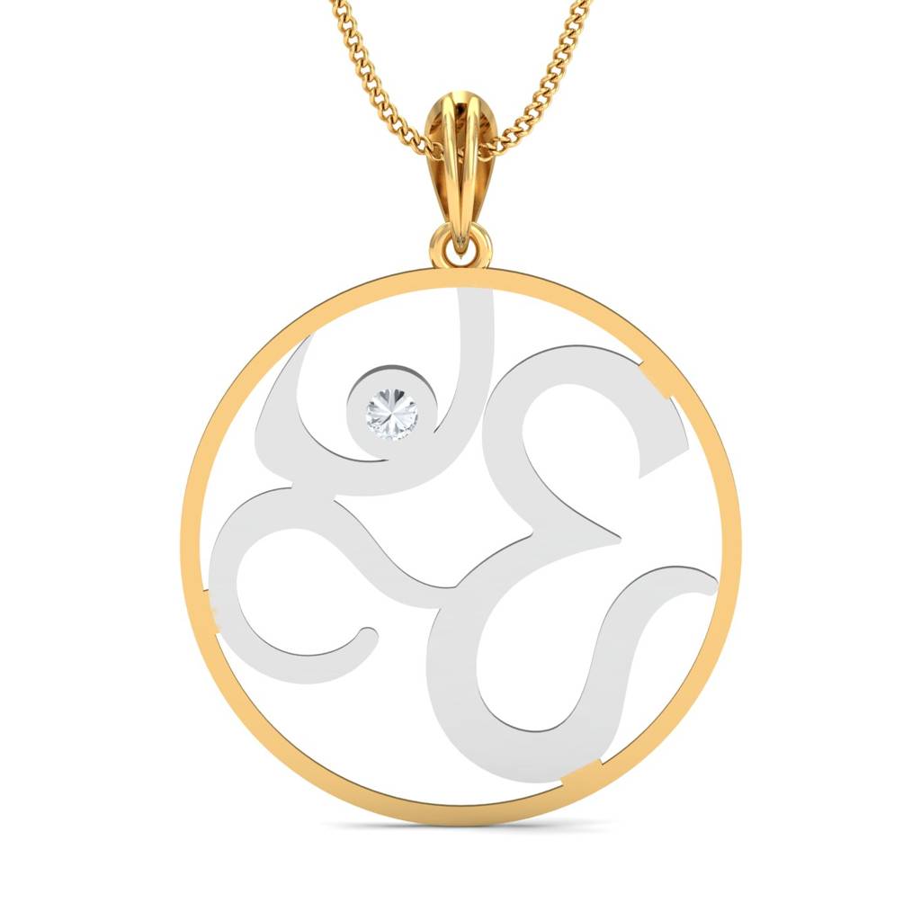 KuberBox 18K Yellow Gold Dual Tone Om Pendant