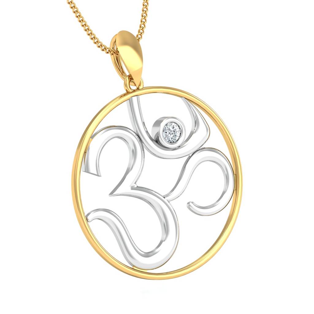 KuberBox 18K Yellow Gold Dual Tone Om Pendant