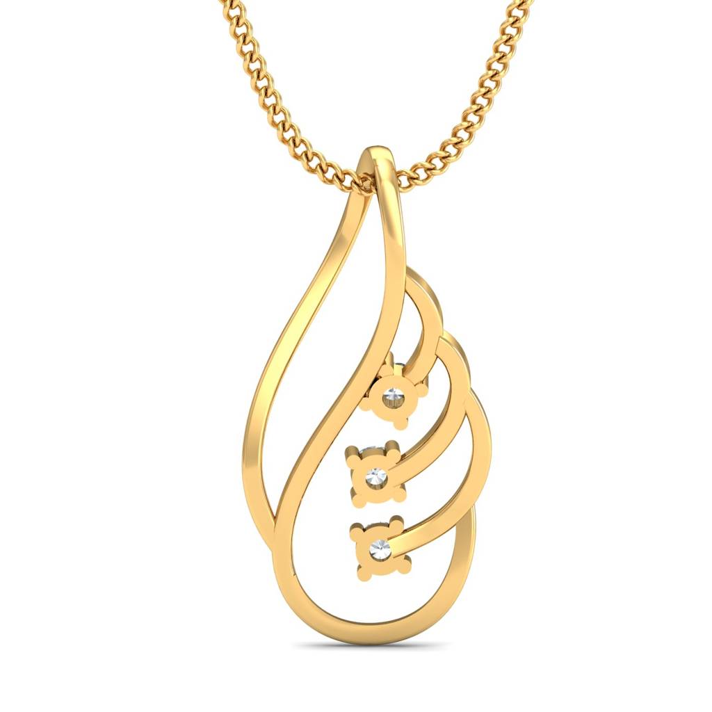 KuberBox 18K Yellow Gold Wings Pendant
