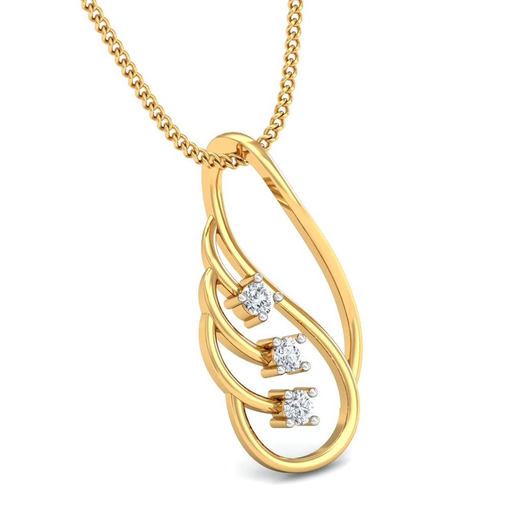KuberBox 18K Yellow Gold Wings Pendant