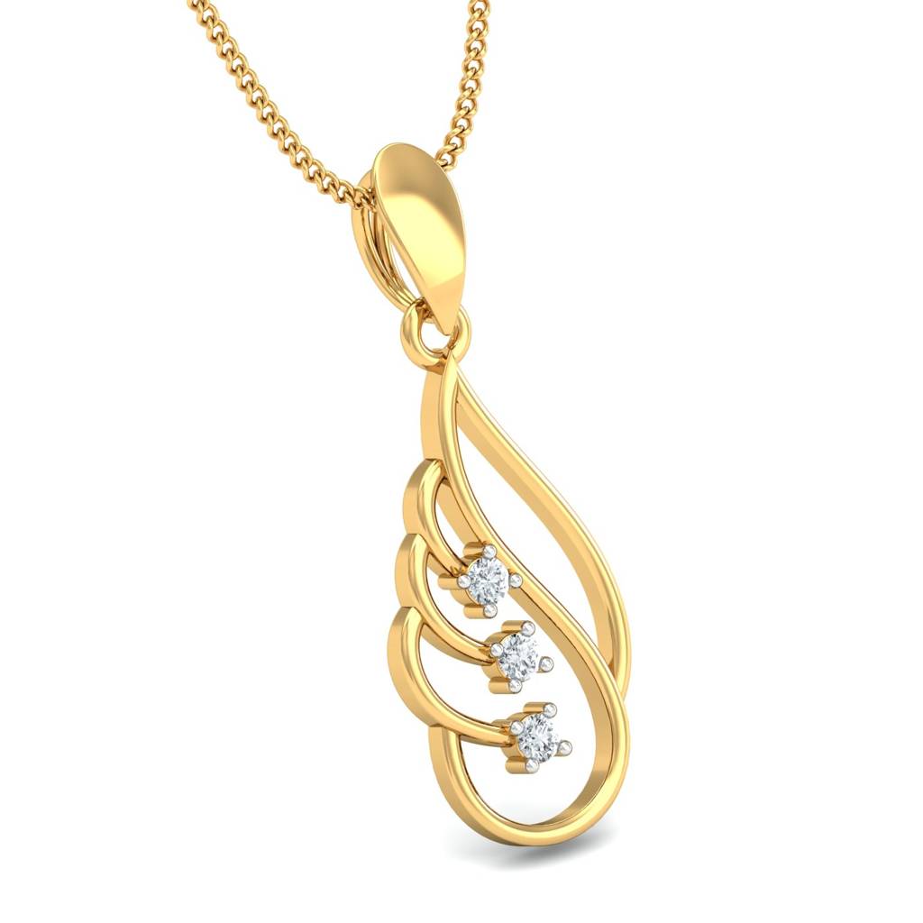 KuberBox 18K Yellow Gold Desire Wing Pendant