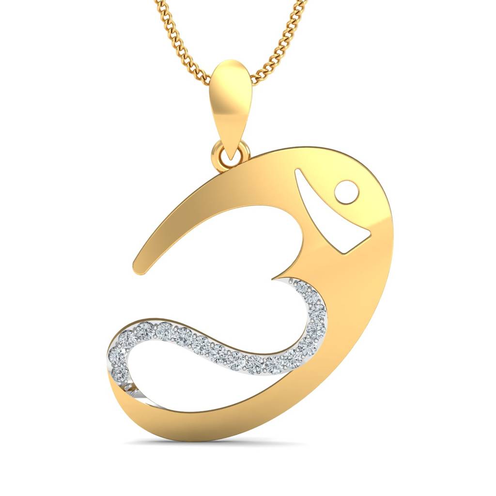 KuberBox 18K Yellow Gold Divya Aum Pendant