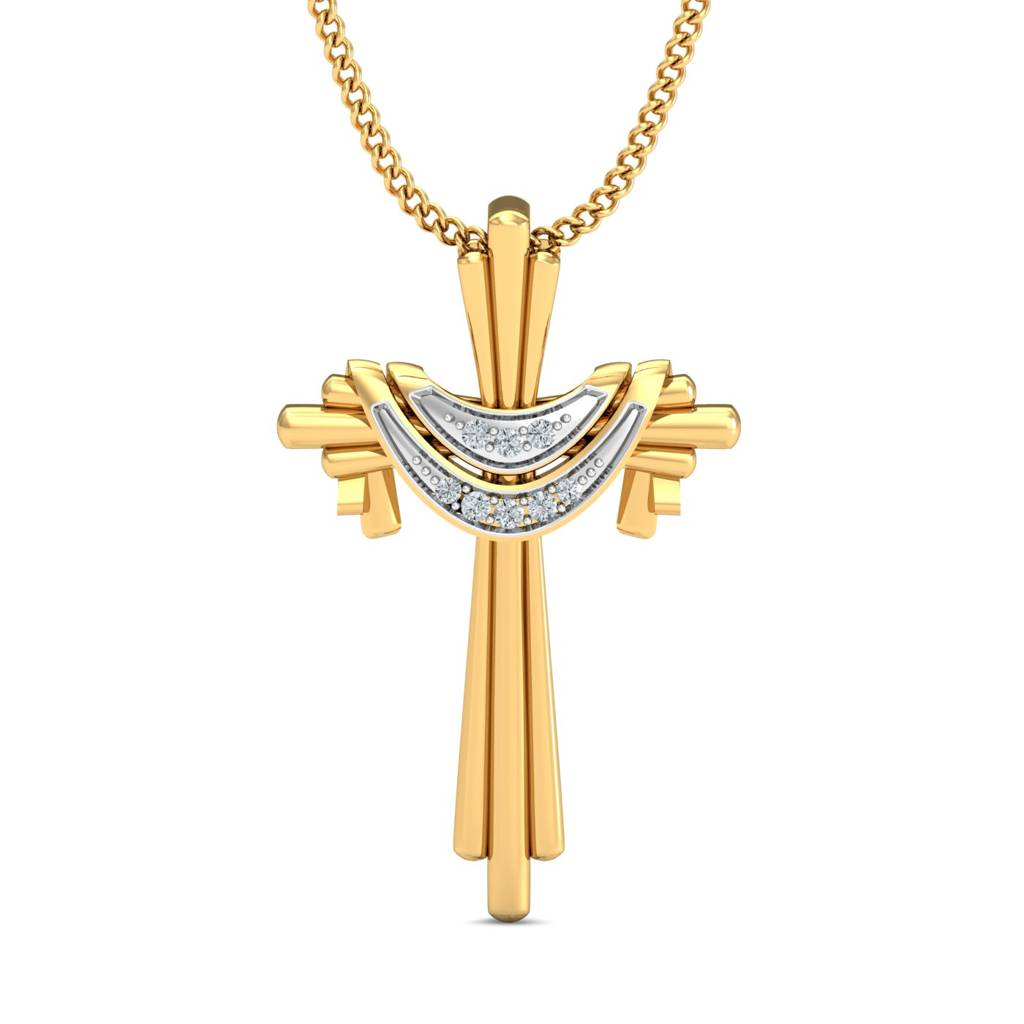 KuberBox 18K Yellow Gold Jesus Cross Pendant