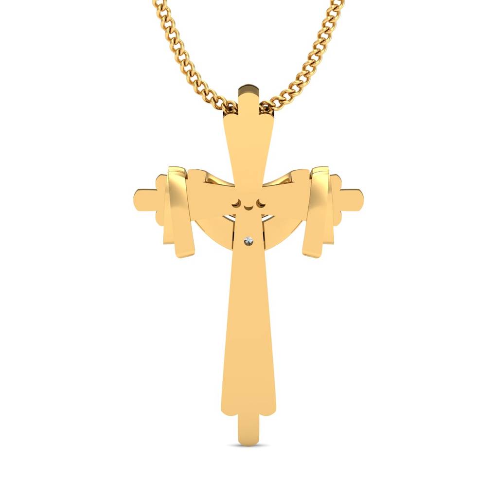 KuberBox 18K Yellow Gold Jesus Cross Pendant