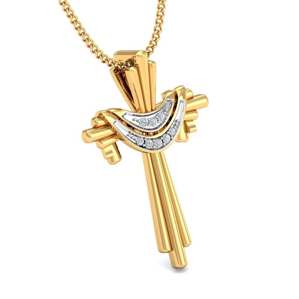 KuberBox 18K Yellow Gold Jesus Cross Pendant