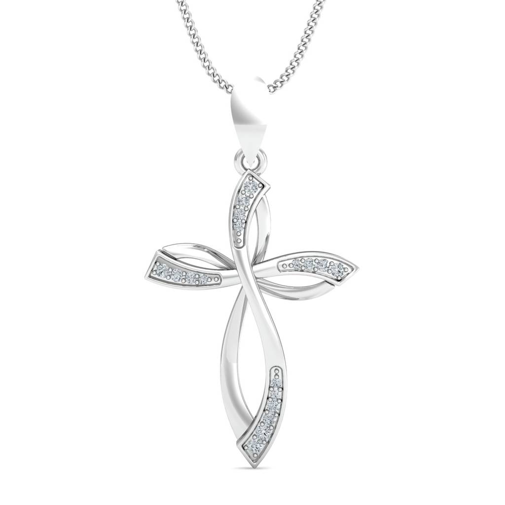 KuberBox 18K White Gold Estilo Christianity Pendant