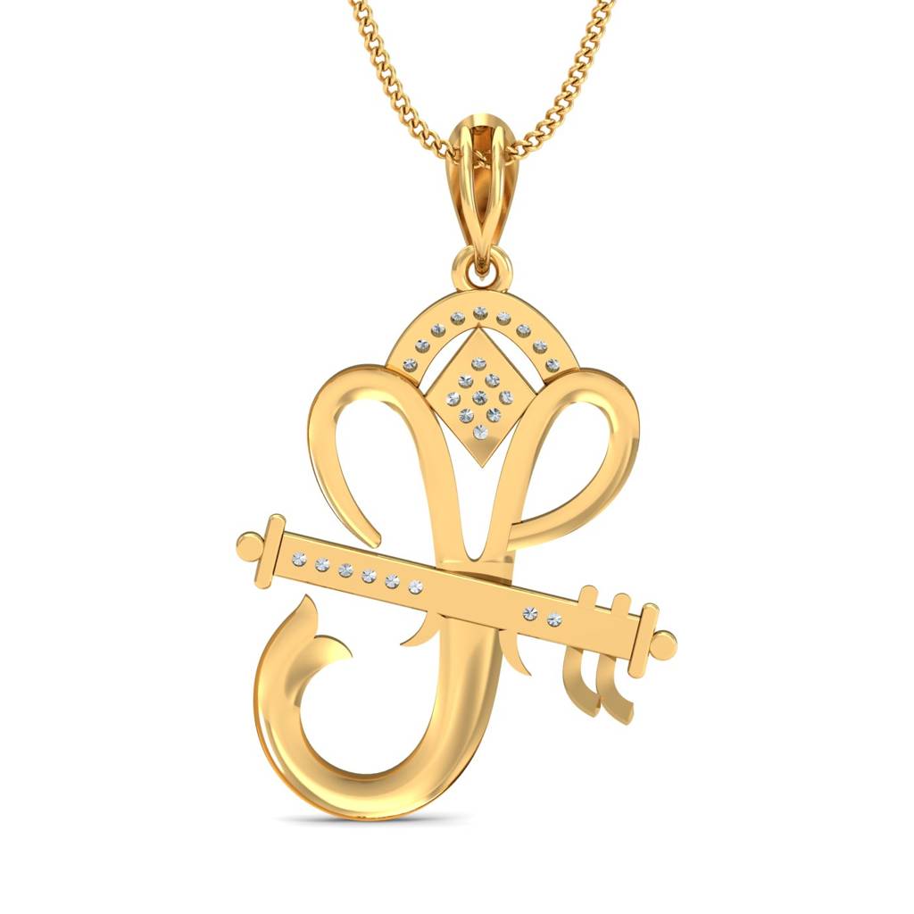 KuberBox 18K Yellow Gold Bansi Ganesha Pendant