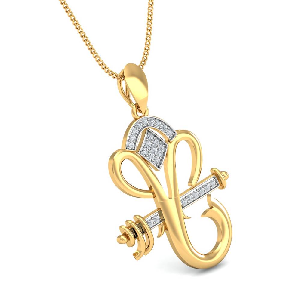 KuberBox 18K Yellow Gold Bansi Ganesha Pendant