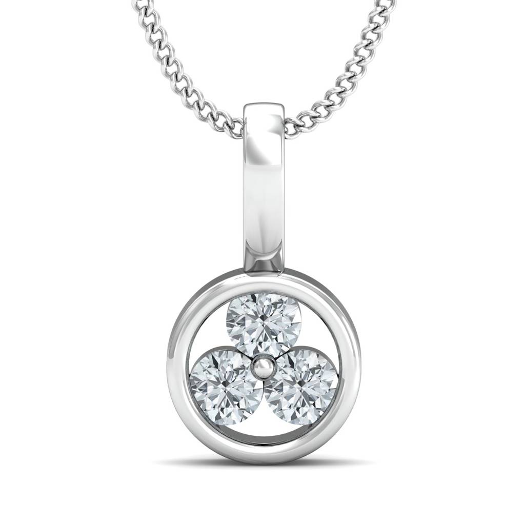 KuberBox 18K White Gold Tri Vivacious Pendant