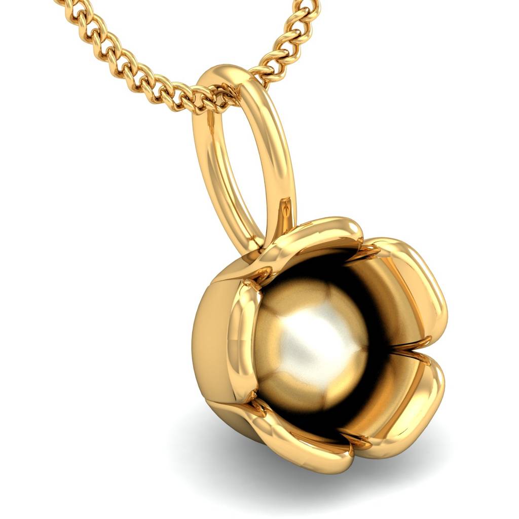 KuberBox 18K Yellow Gold Pearl Enamour Pendant