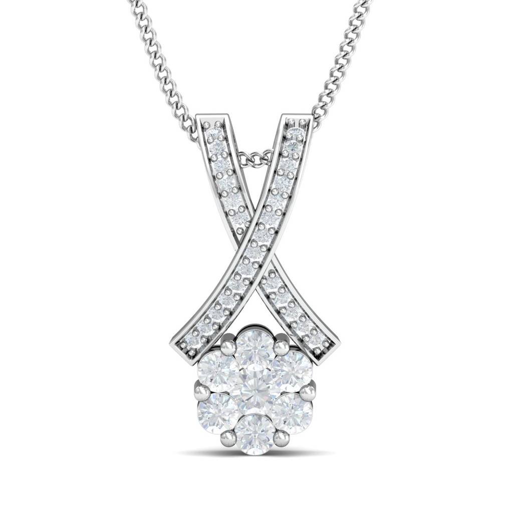 KuberBox 18K White Gold  Séduire Solitaire Pendant