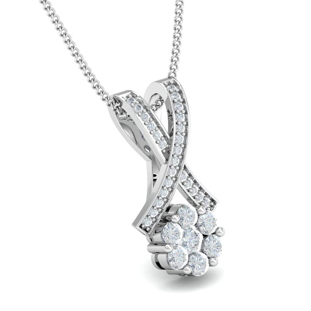 KuberBox 18K White Gold  Séduire Solitaire Pendant