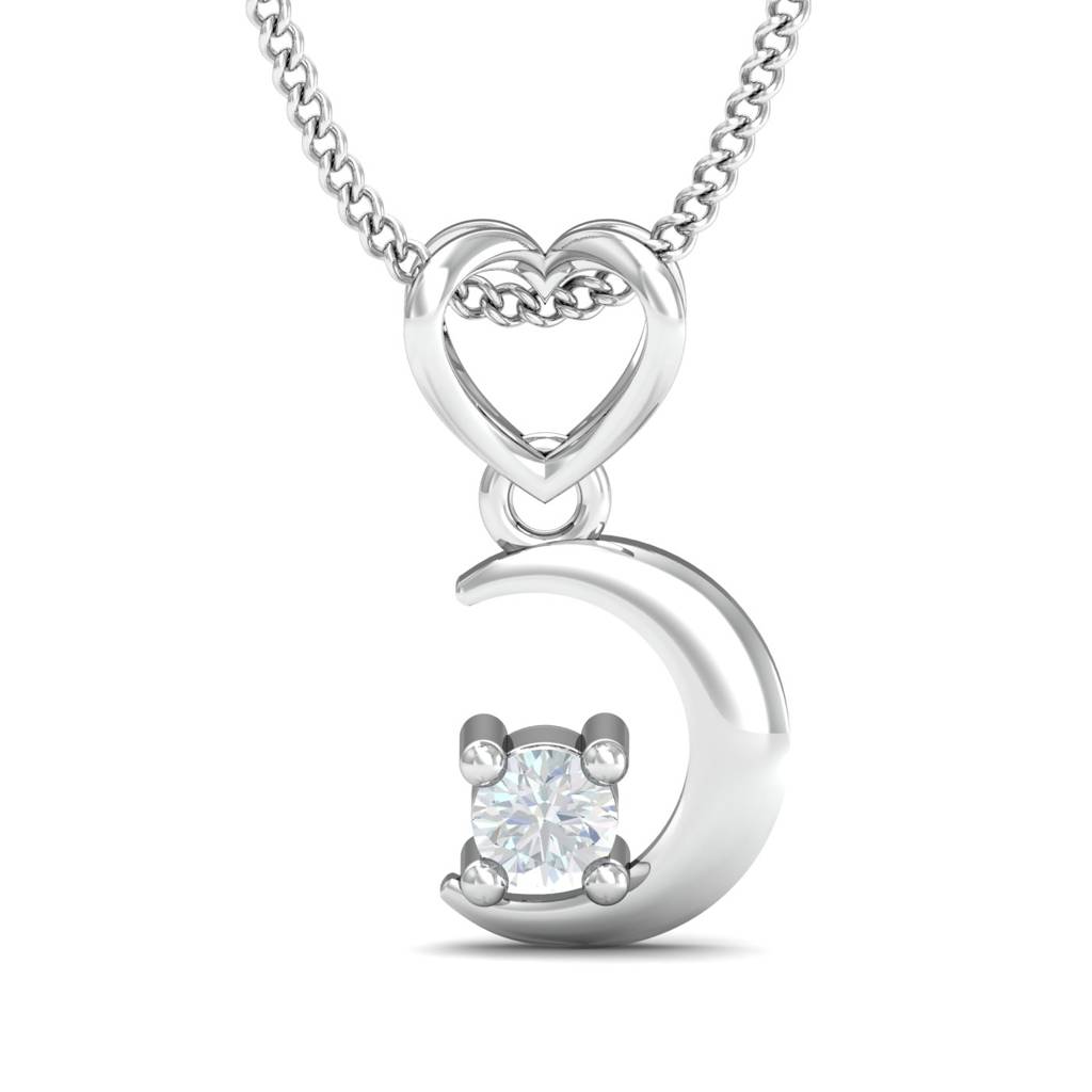 KuberBox 18K White Gold Alma Moon Pendant