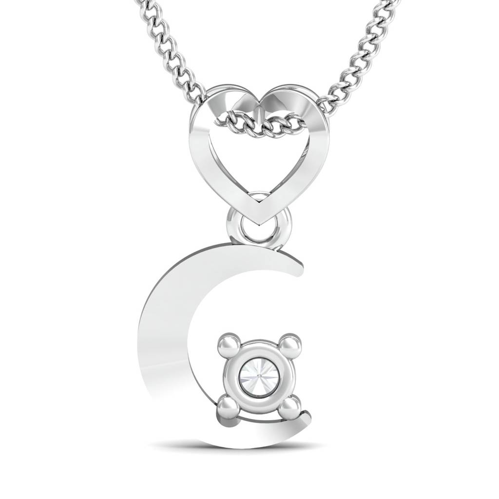 KuberBox 18K White Gold Alma Moon Pendant