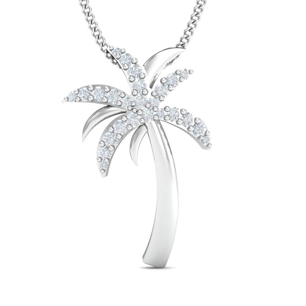 KuberBox 18K White Gold Luxe Palm Pendant