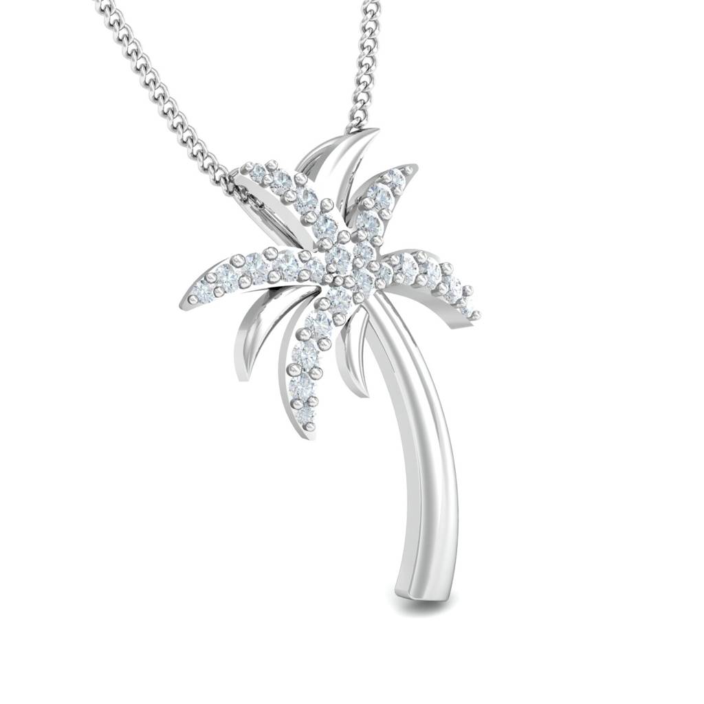 KuberBox 18K White Gold Luxe Palm Pendant