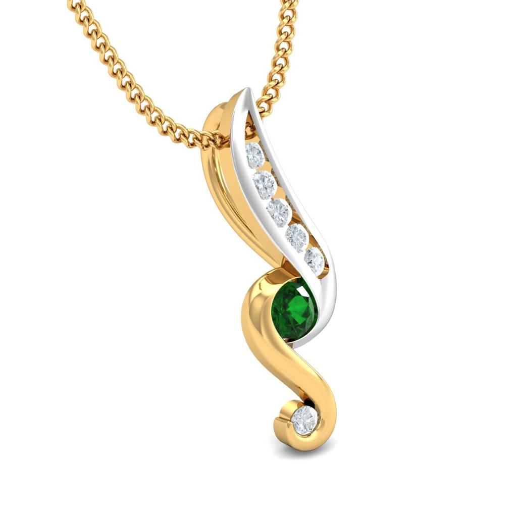 KuberBox 18K Yellow Gold Giovane Emerald Pendant
