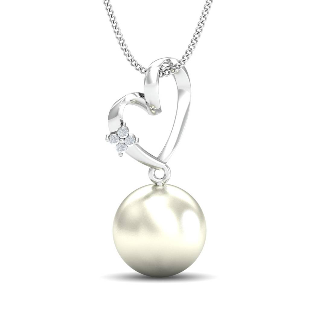 KuberBox 18K White Gold Vivo Pearl Pendant