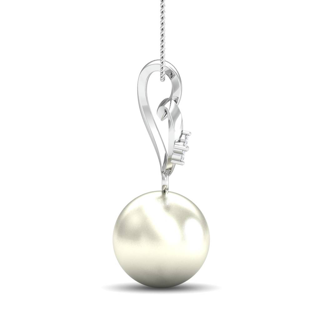 KuberBox 18K White Gold Vivo Pearl Pendant