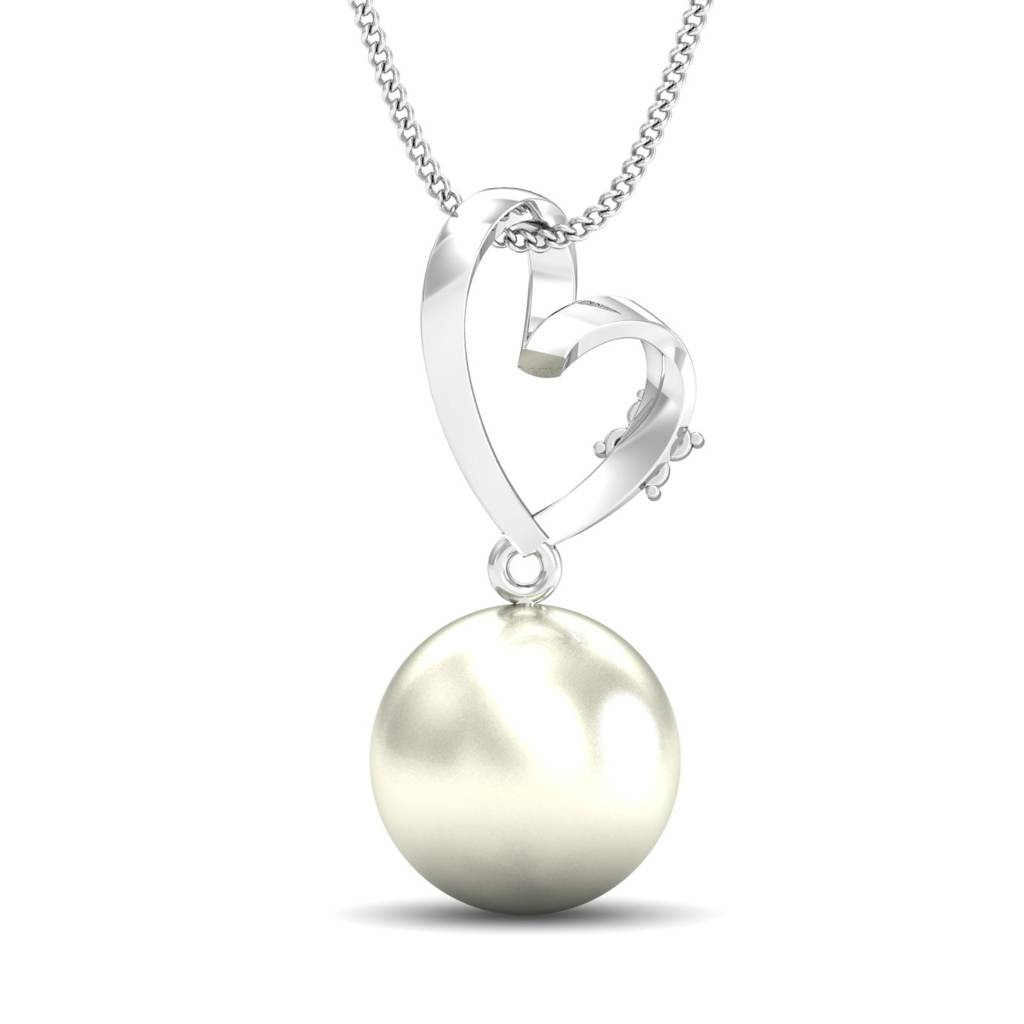 KuberBox 18K White Gold Vivo Pearl Pendant