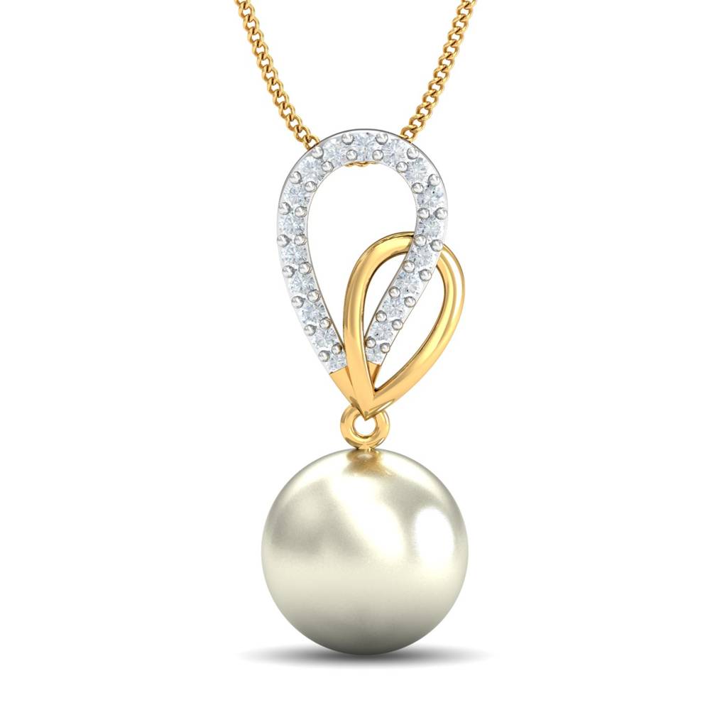 KuberBox 18K Yellow Gold Pearl of Love Pendant