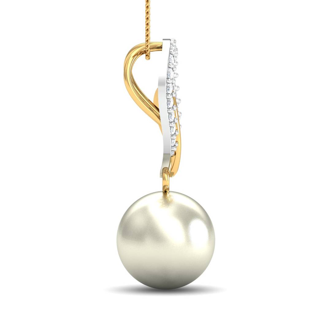 KuberBox 18K Yellow Gold Pearl of Love Pendant