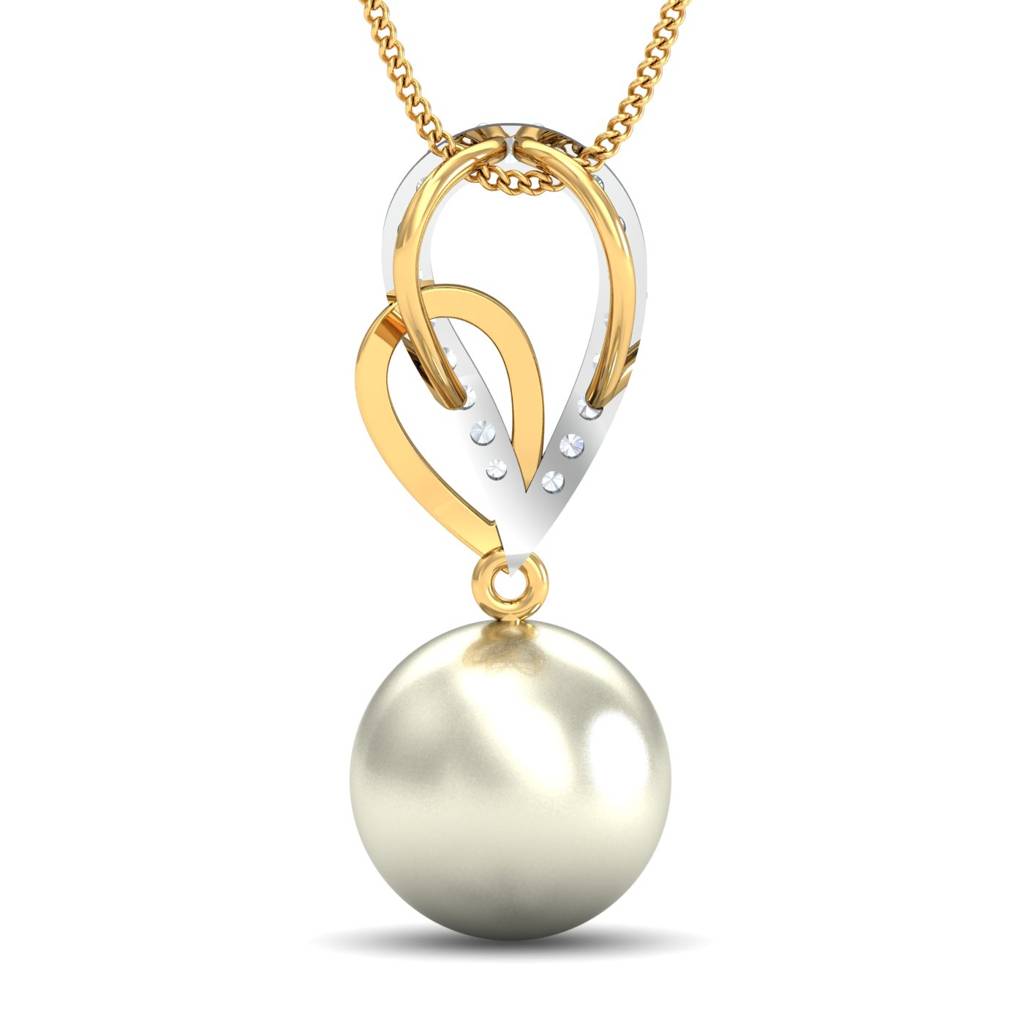 KuberBox 18K Yellow Gold Pearl of Love Pendant