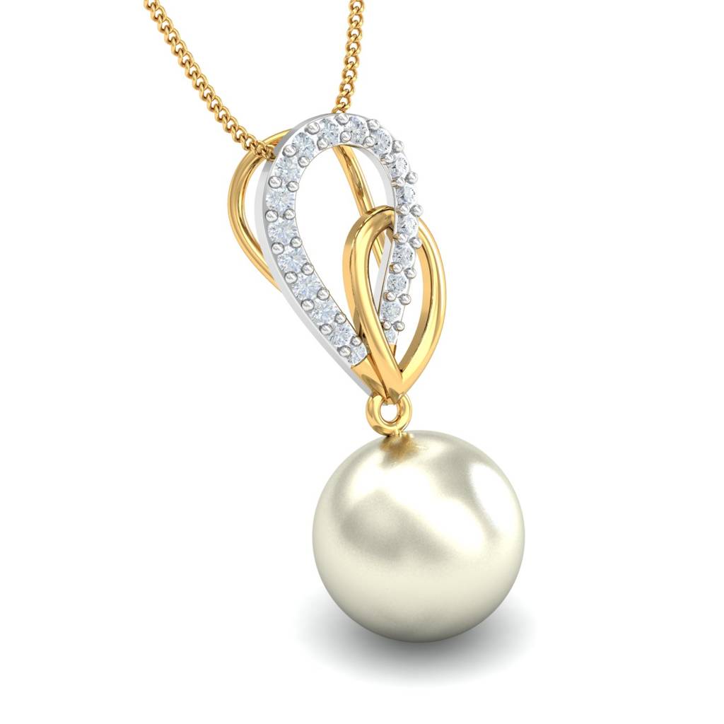 KuberBox 18K Yellow Gold Pearl of Love Pendant