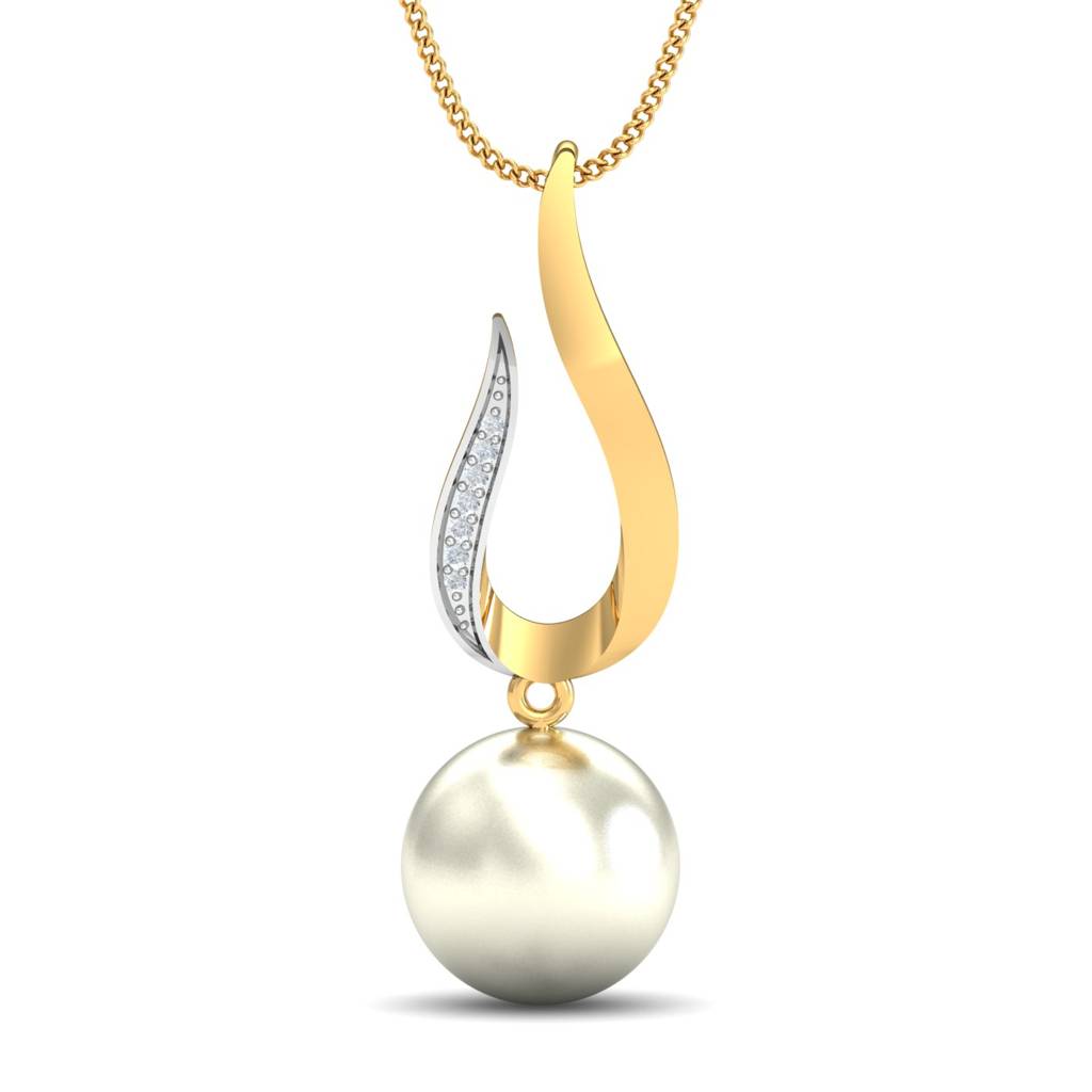 KuberBox 18K Yellow Gold Fiamma Pearl Pendant