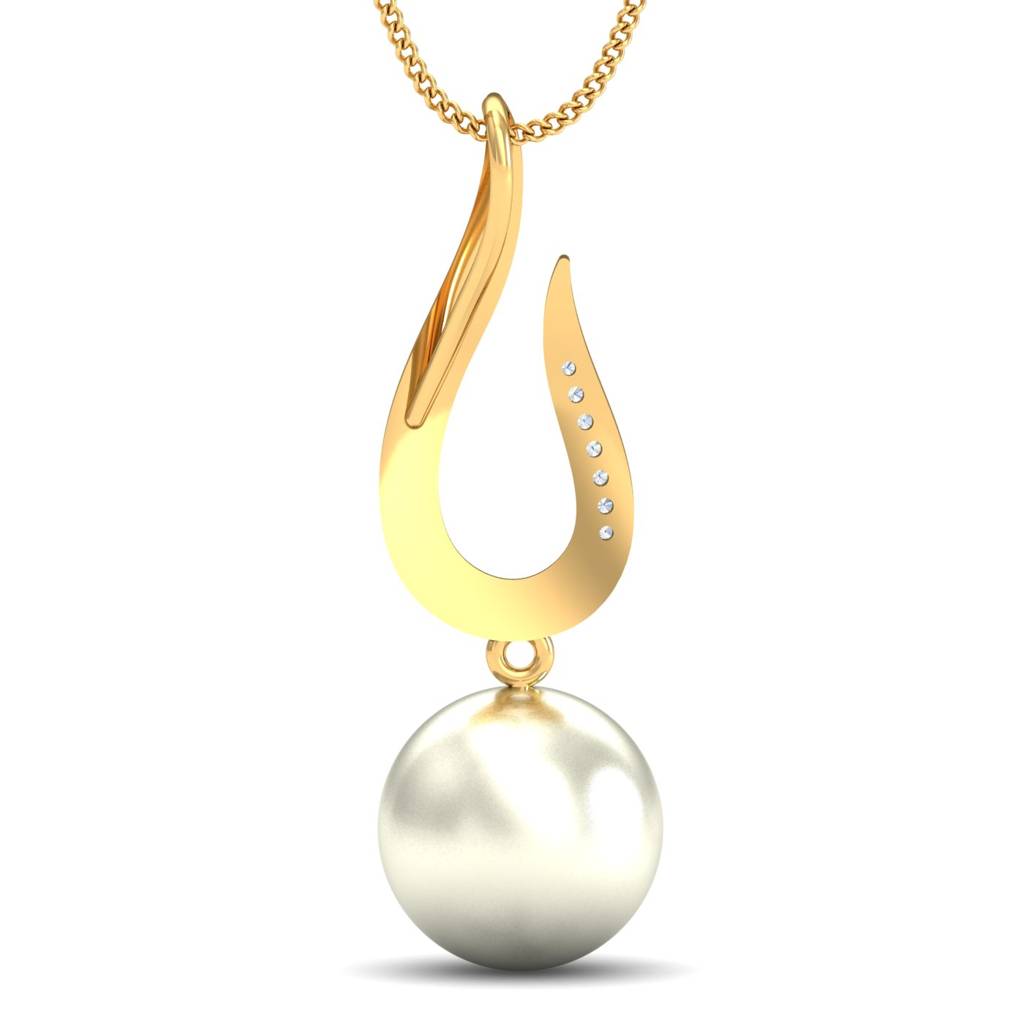KuberBox 18K Yellow Gold Fiamma Pearl Pendant
