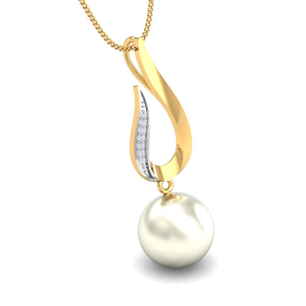 KuberBox 18K Yellow Gold Fiamma Pearl Pendant