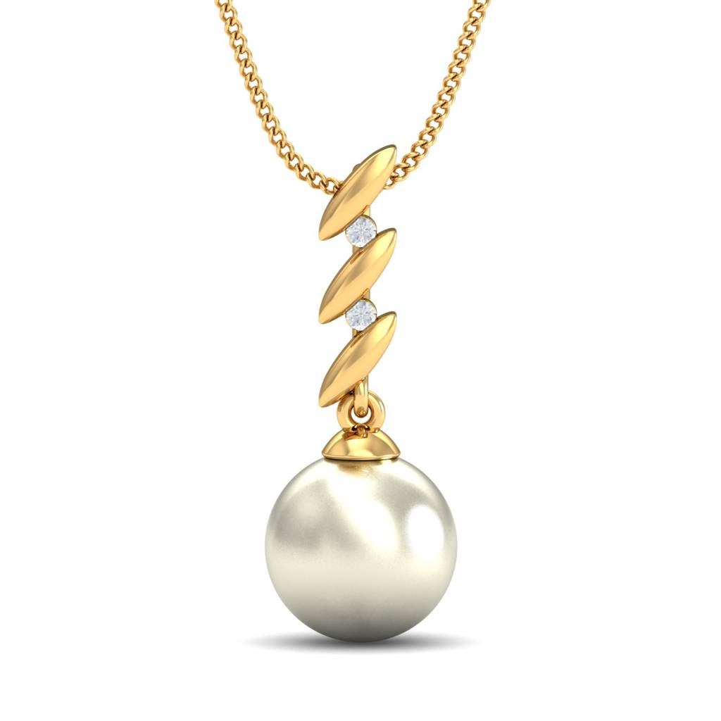 KuberBox 18K Yellow Gold Ringlet Pearl Pendant