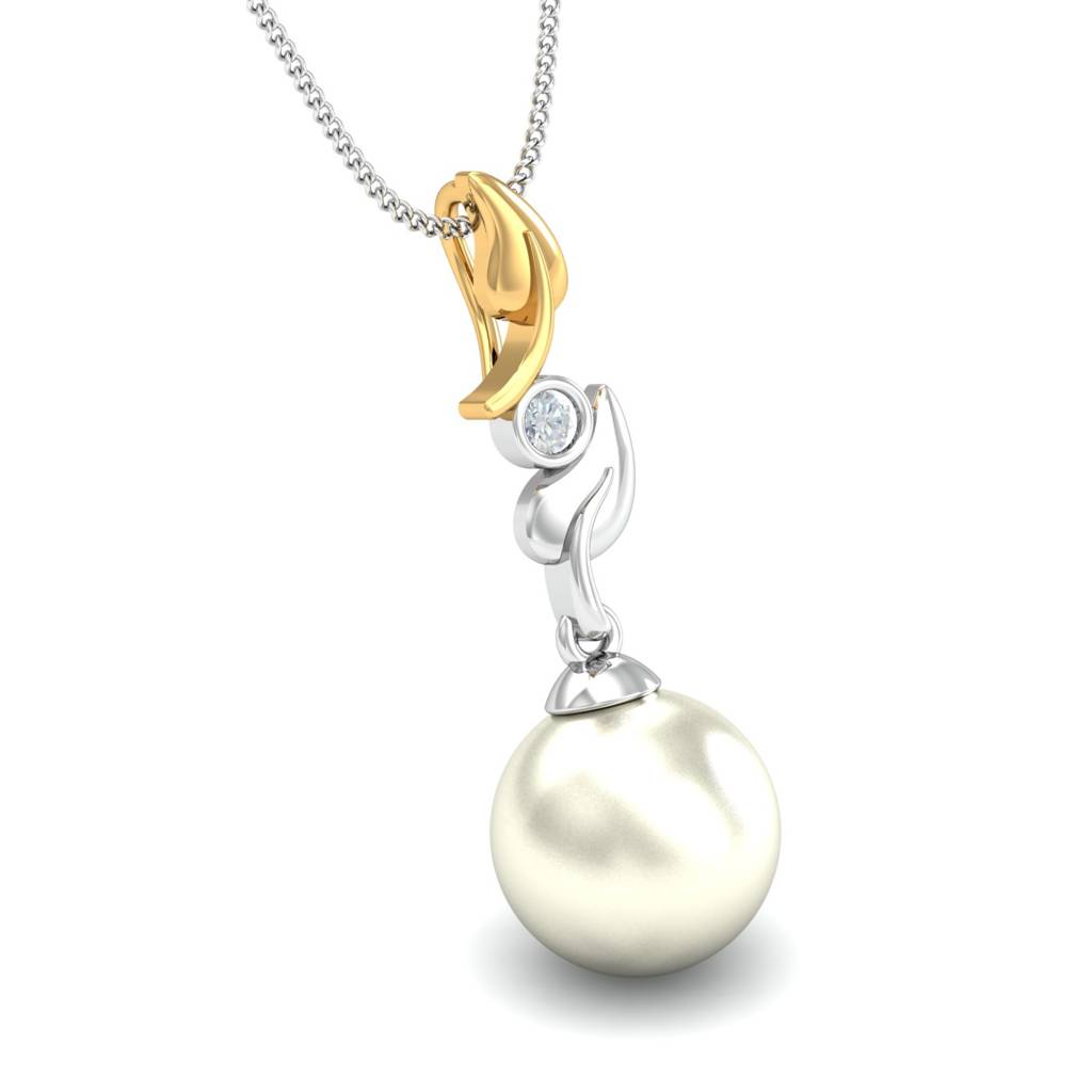 KuberBox 18K Yellow Gold Swarna Ankur Pearl Pendant