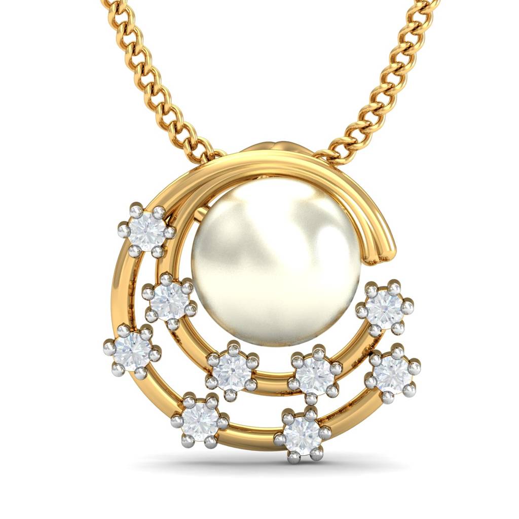 KuberBox 18K Yellow Gold Allunare Pearl Pendant