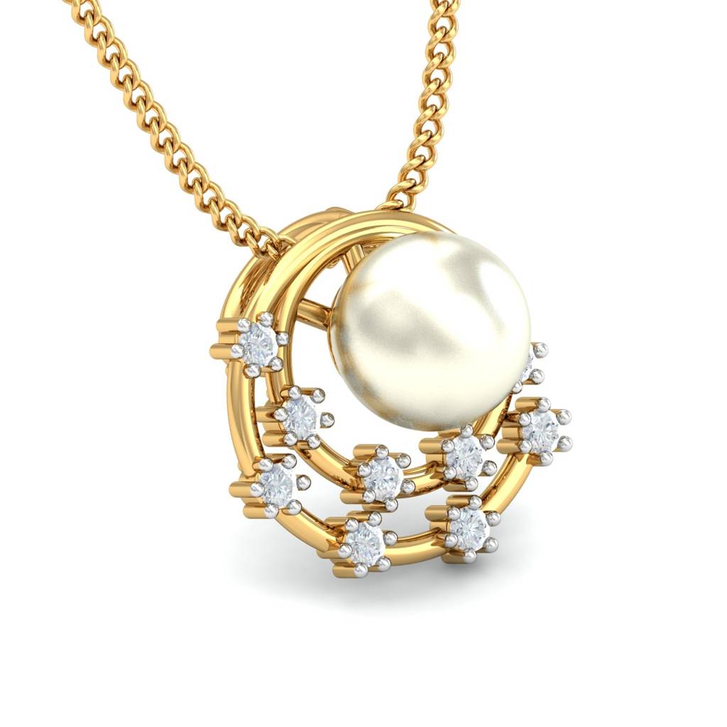 KuberBox 18K Yellow Gold Allunare Pearl Pendant