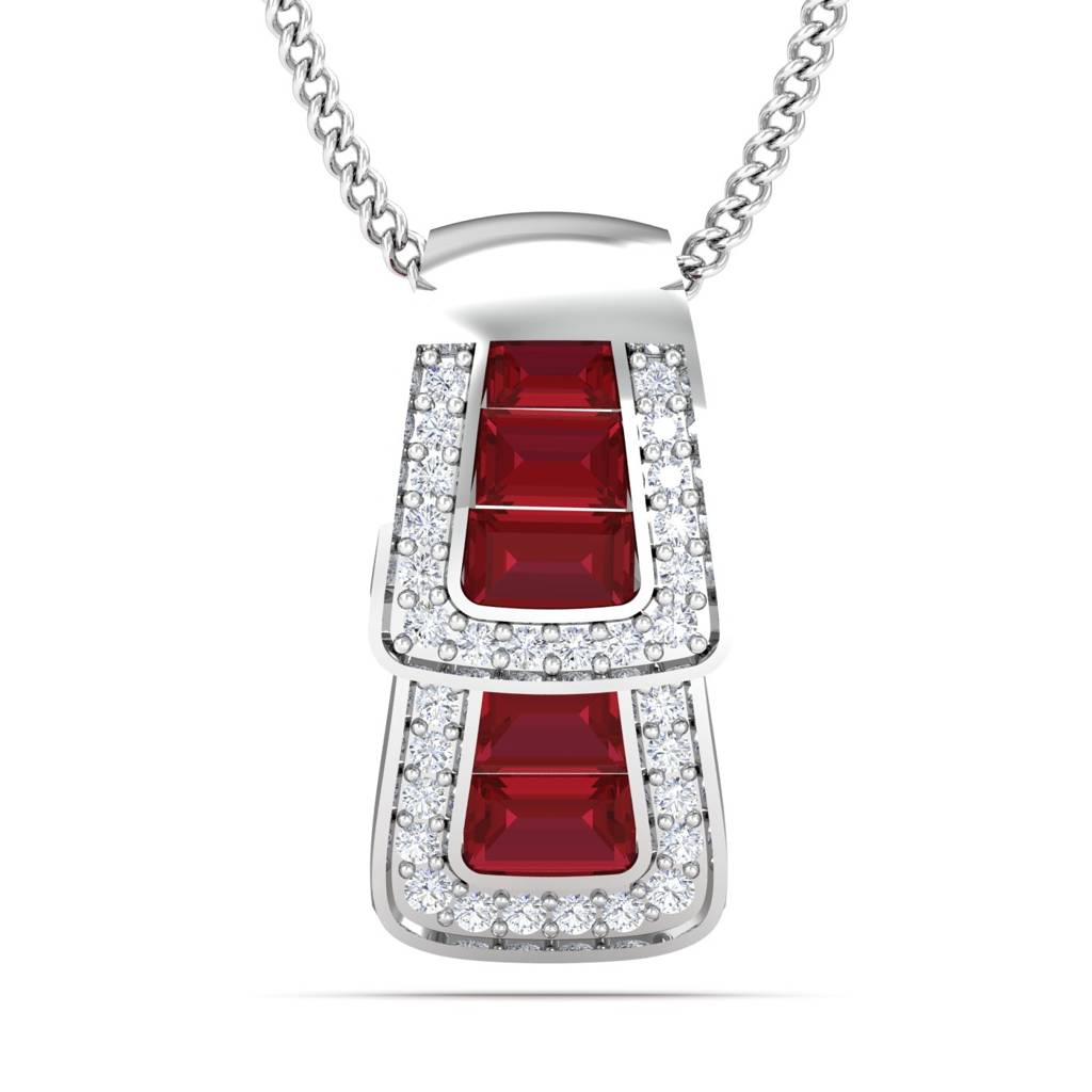 KuberBox 18K White Gold Classic Ruby Pendant