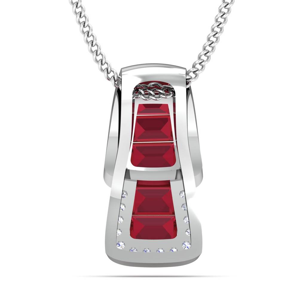 KuberBox 18K White Gold Classic Ruby Pendant