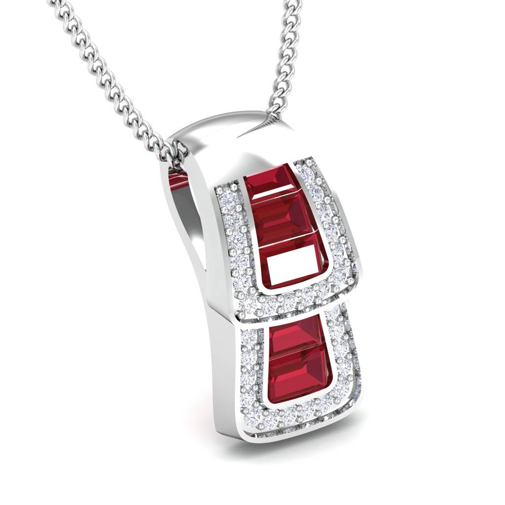 KuberBox 18K White Gold Classic Ruby Pendant