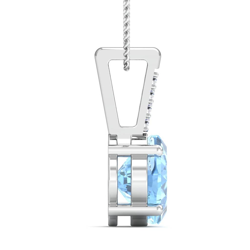 KuberBox 18K White Gold Dazzling Aquamarine Pendant