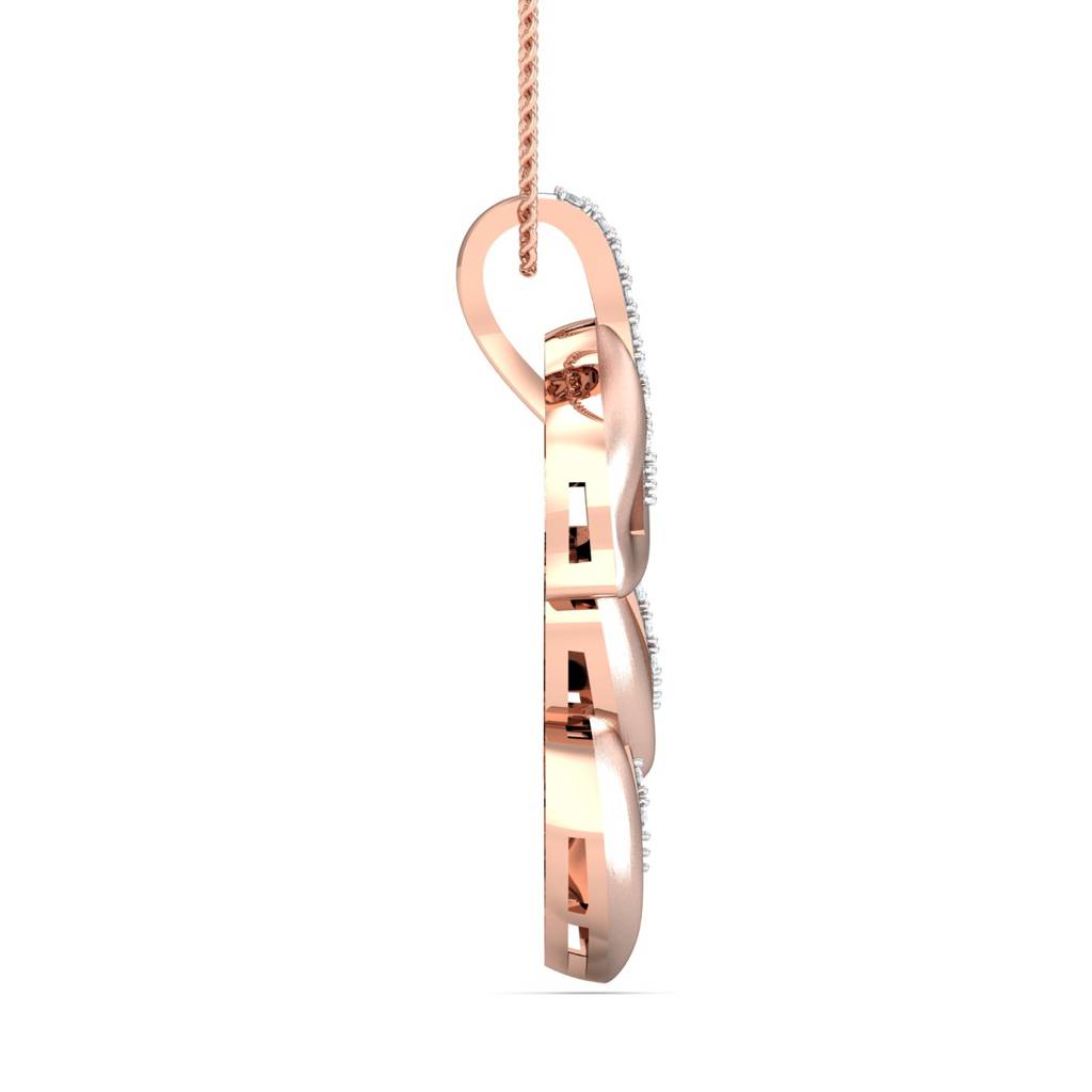 KuberBox 18K Rose Gold Leaf Drop Pink Pendant