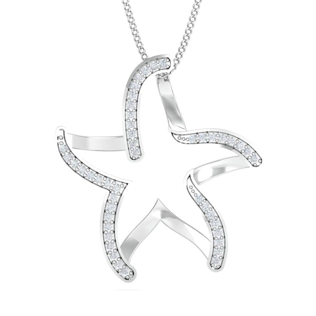 KuberBox 18K White Gold Starfish Pendant