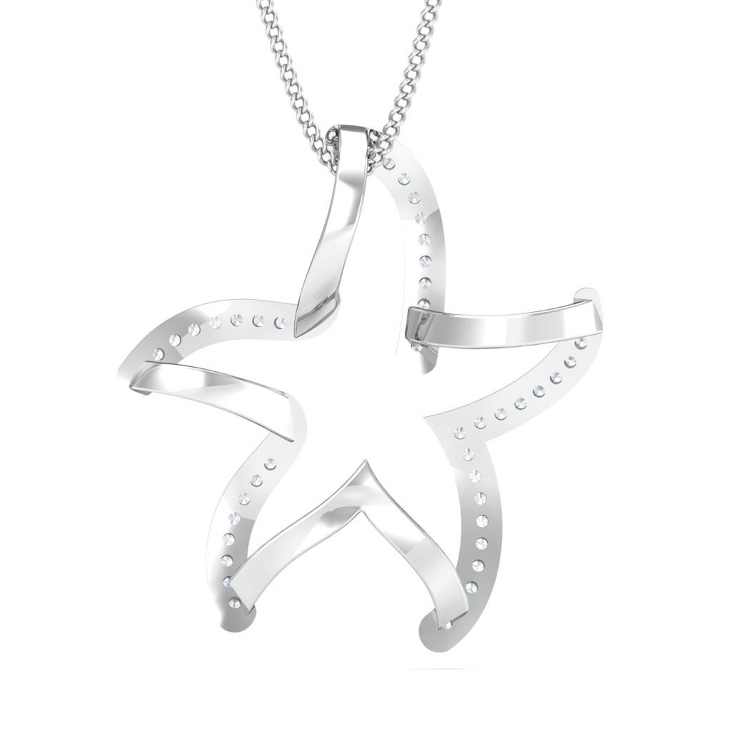 KuberBox 18K White Gold Starfish Pendant