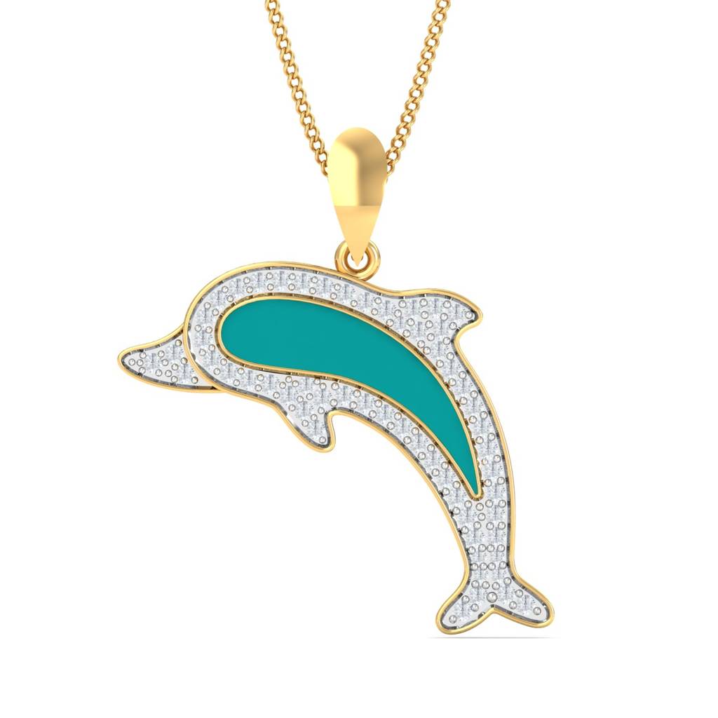 KuberBox 18K Yellow Gold Dolphin Pendant