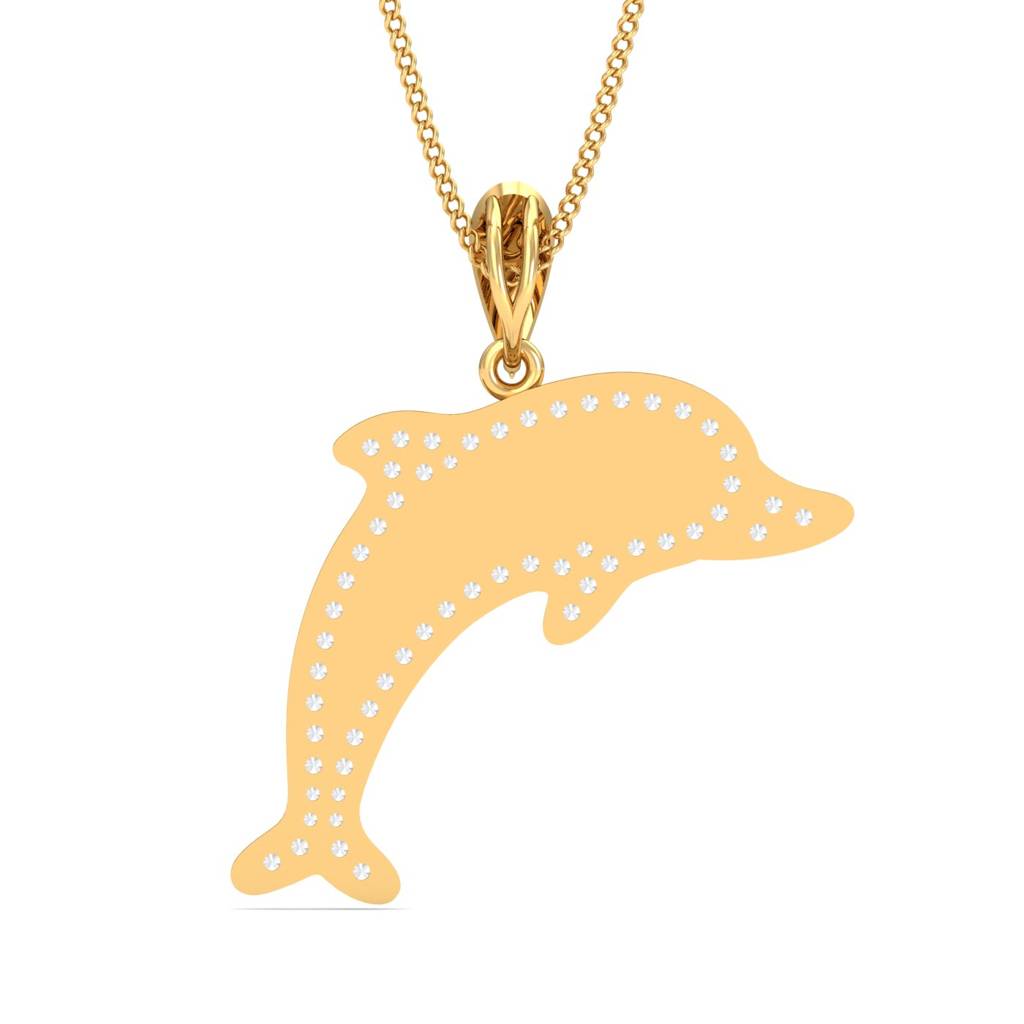 KuberBox 18K Yellow Gold Dolphin Pendant